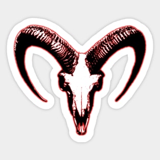 Red Goat Skull Sticker